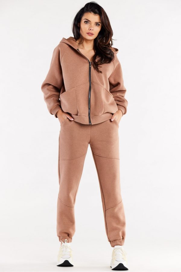 Beige Tracksuit Trousers in Women`s Tracksuit Bottoms, Sports Pants with Cotton and Spandex