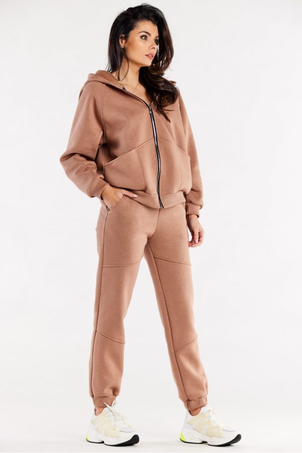 Beige Tracksuit Trousers in Women`s Tracksuit Bottoms, Sports Pants with Cotton and Spandex