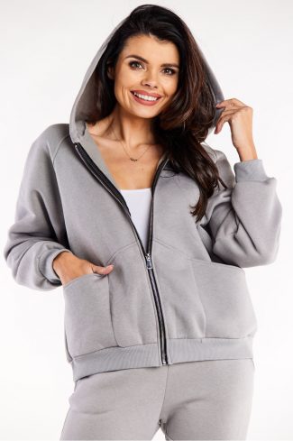 Grey Sweatshirt in Sweatshirts For Women with Cotton and Spandex