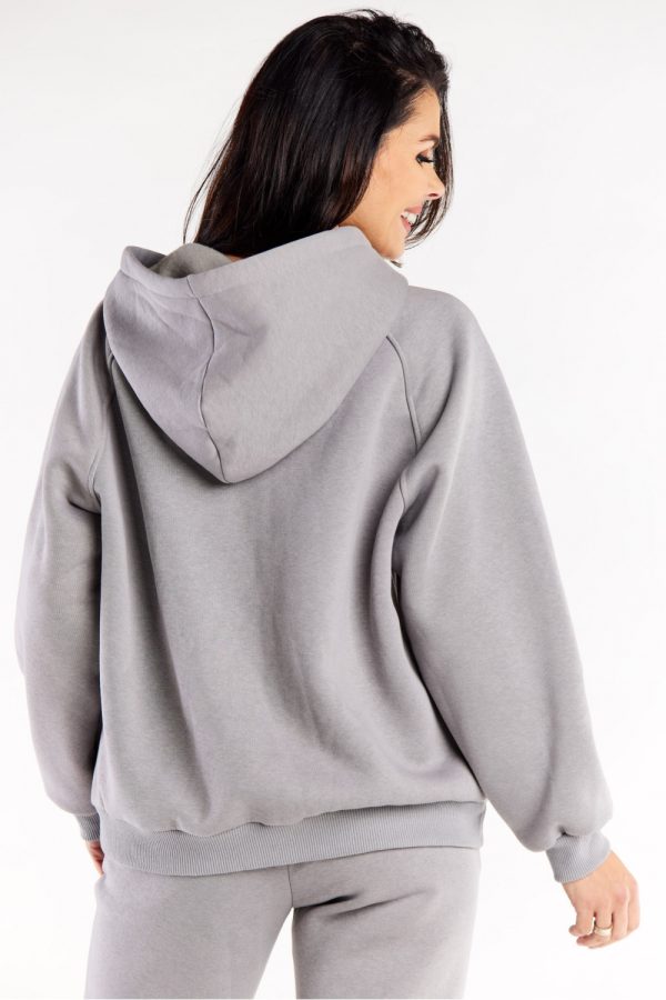 Grey Sweatshirt in Sweatshirts For Women with Cotton and Spandex