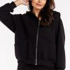 Black Sweatshirt in Sweatshirts For Women with Cotton and Spandex