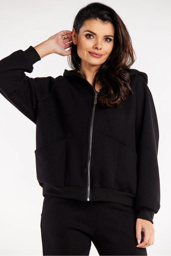 Black Sweatshirt in Sweatshirts For Women with Cotton and Spandex