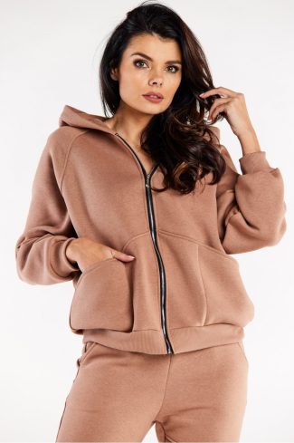 Beige Sweatshirt in Sweatshirts For Women with Cotton and Spandex