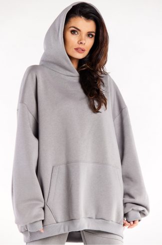 Grey Sweatshirt in Sweatshirts For Women with Cotton and Spandex
