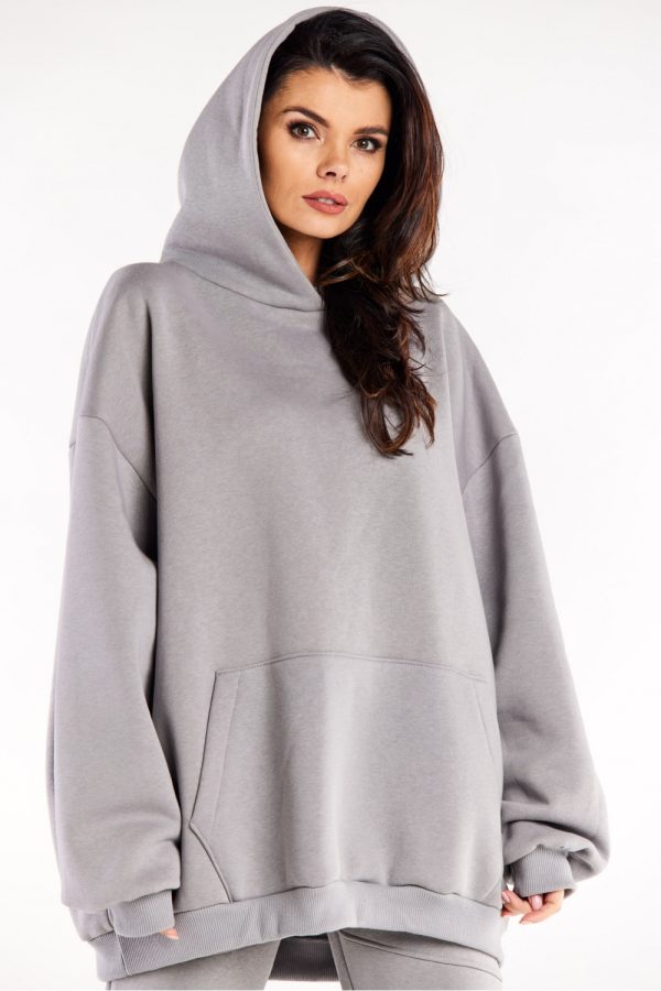 Grey Sweatshirt in Sweatshirts For Women with Cotton and Spandex