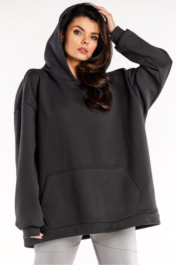 Grey Sweatshirt in Sweatshirts For Women with Cotton and Spandex
