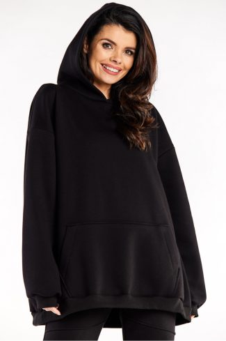Black Sweatshirt in Sweatshirts For Women with Cotton and Spandex