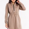 Beige Daydress in Day Dresses with Cotton and Spandex
