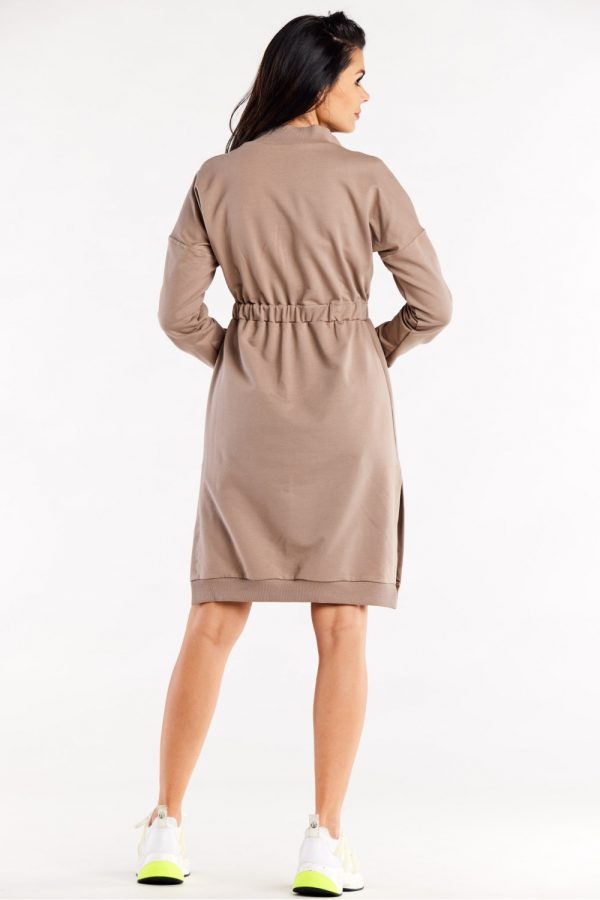 Beige Daydress in Day Dresses with Cotton and Spandex