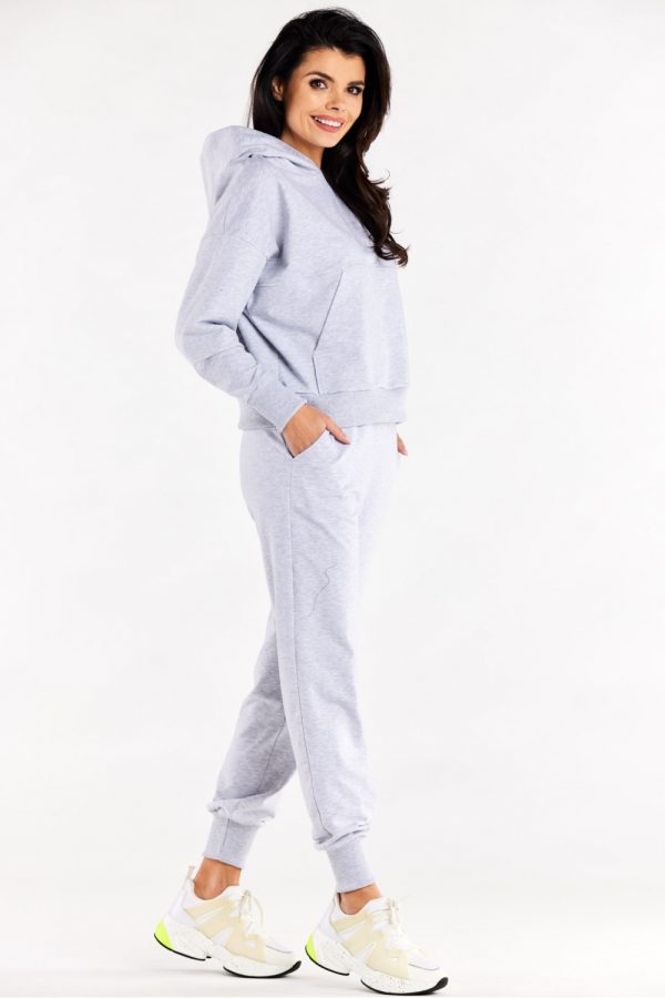 Grey Tracksuit Trousers in Women`s Tracksuit Bottoms, Sports Pants with Cotton and Spandex
