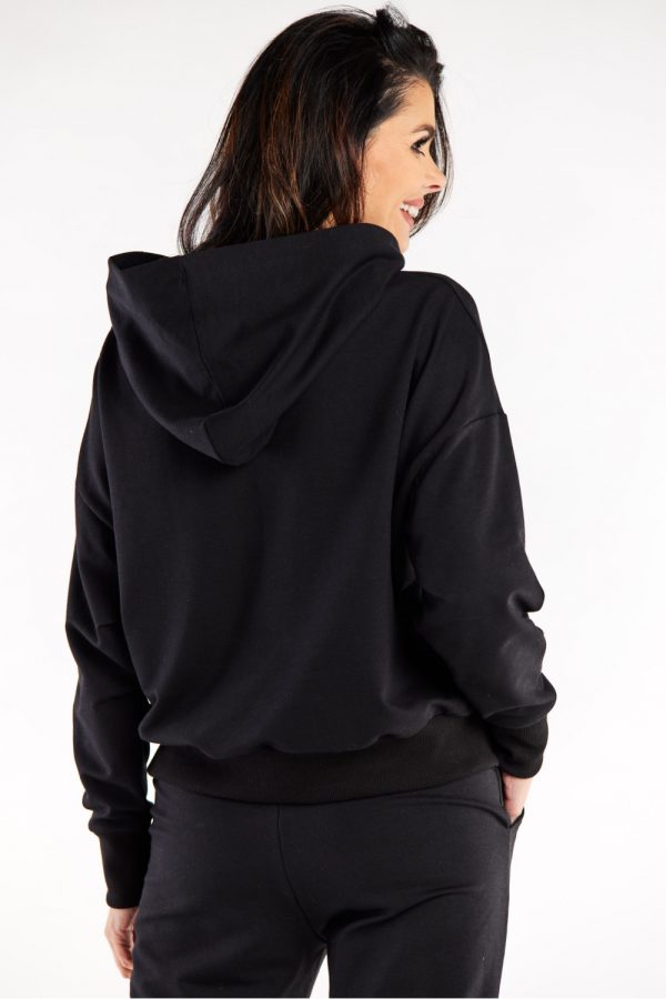 Black Sweatshirt in Sweatshirts For Women with Cotton and Spandex
