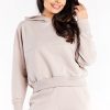 Beige Sweatshirt in Sweatshirts For Women with Cotton and Spandex