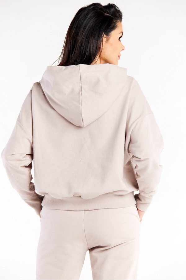 Beige Sweatshirt in Sweatshirts For Women with Cotton and Spandex