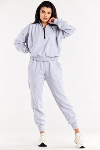 Grey Tracksuit Trousers in Women`s Tracksuit Bottoms, Sports Pants with Cotton and Spandex