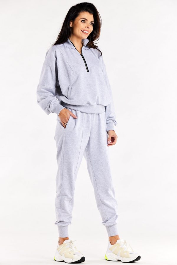 Grey Tracksuit Trousers in Women`s Tracksuit Bottoms, Sports Pants with Cotton and Spandex