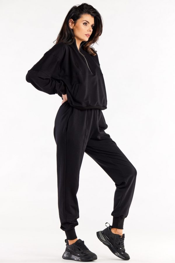Black Tracksuit Trousers in Women`s Tracksuit Bottoms, Sports Pants with Cotton and Spandex
