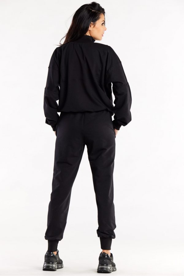 Black Tracksuit Trousers in Women`s Tracksuit Bottoms, Sports Pants with Cotton and Spandex