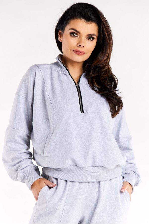 Grey Sweatshirt in Sweatshirts For Women with Cotton and Spandex
