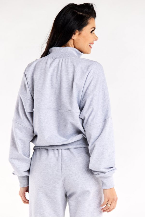 Grey Sweatshirt in Sweatshirts For Women with Cotton and Spandex