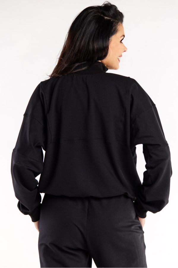 Black Sweatshirt in Sweatshirts For Women with Cotton and Spandex