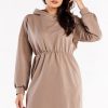 Beige Daydress in Day Dresses with Cotton and Spandex