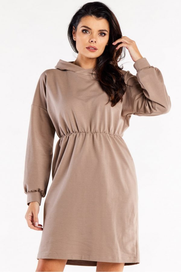 Beige Daydress in Day Dresses with Cotton and Spandex