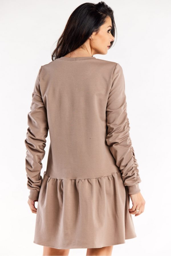 Beige Daydress in Day Dresses with Cotton and Spandex