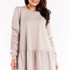 Beige Daydress in Day Dresses with Cotton and Spandex