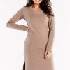 Beige Daydress in Day Dresses with Cotton and Spandex