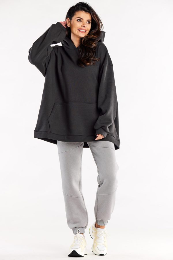 Grey Sweatshirt in Sweatshirts For Women with Cotton and Spandex