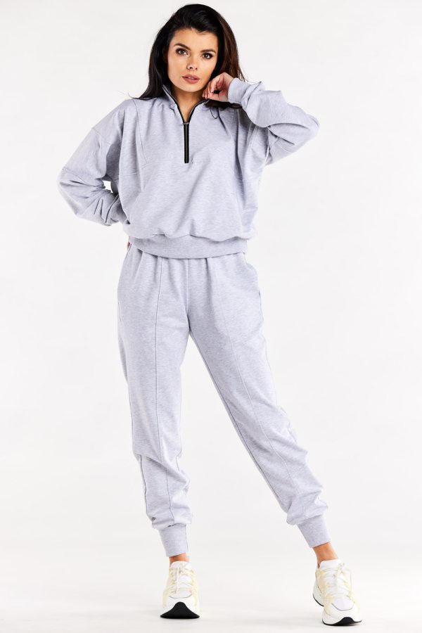 Grey Sweatshirt in Sweatshirts For Women with Cotton and Spandex