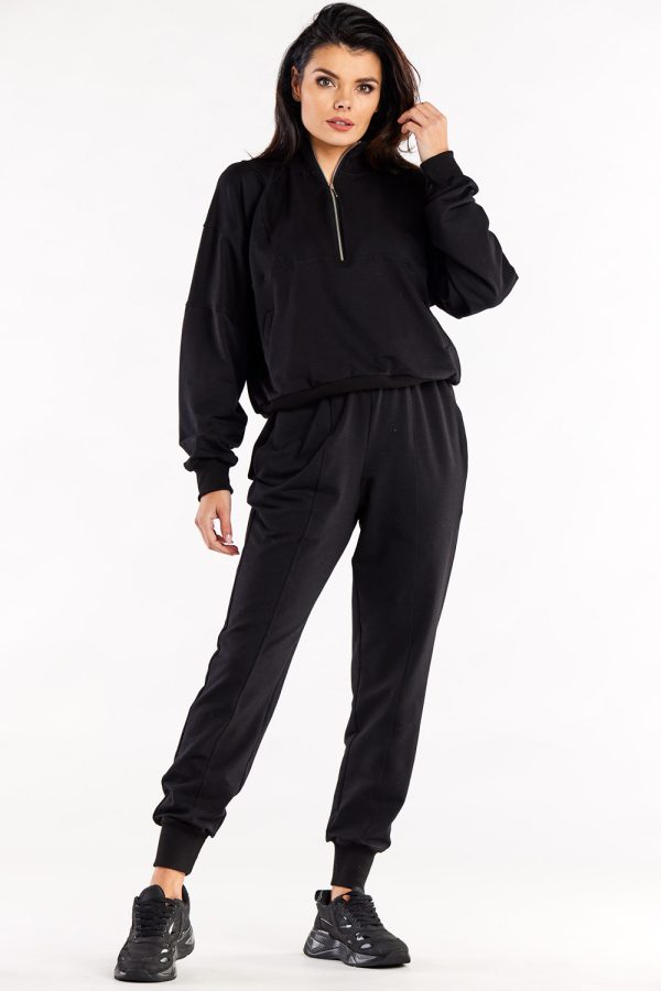 Black Sweatshirt in Sweatshirts For Women with Cotton and Spandex