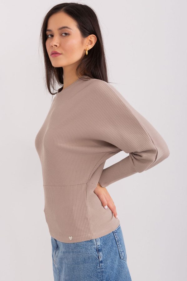 Beige Blouse in Women`s Blouses, Tunics with Cotton and Spandex