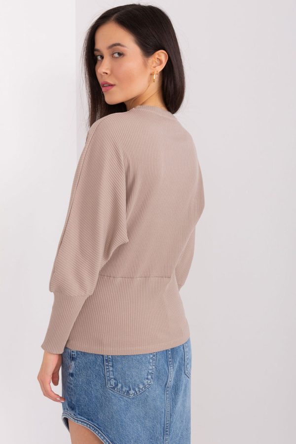 Beige Blouse in Women`s Blouses, Tunics with Cotton and Spandex
