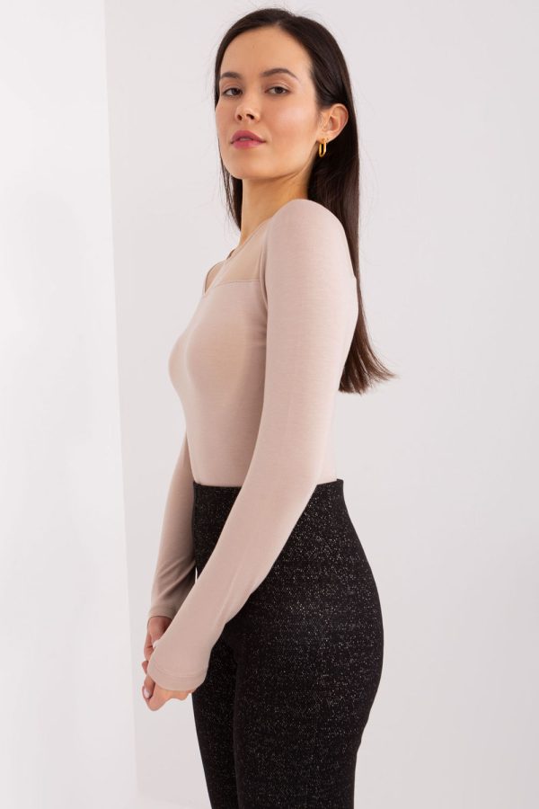 Beige Blouse in Women`s Blouses, Tunics with Spandex and Viscose