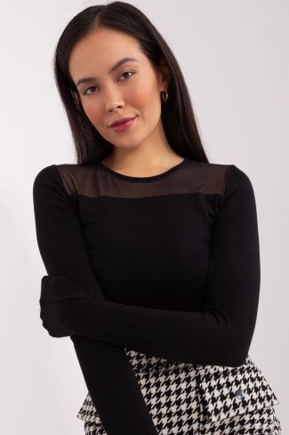 Black Blouse in Women`s Blouses, Tunics with Spandex and Viscose