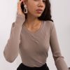 Beige Blouse in Women`s Blouses, Tunics with Cotton and Spandex