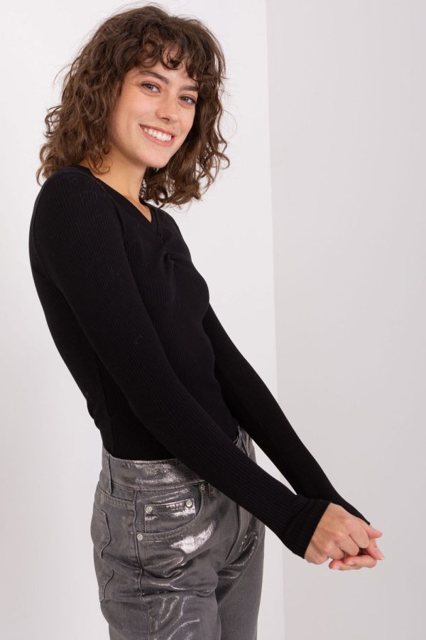 Black Blouse in Women`s Blouses, Tunics with Cotton and Spandex