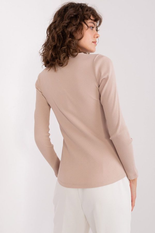 Beige Blouse in Women`s Blouses, Tunics with Cotton and Spandex