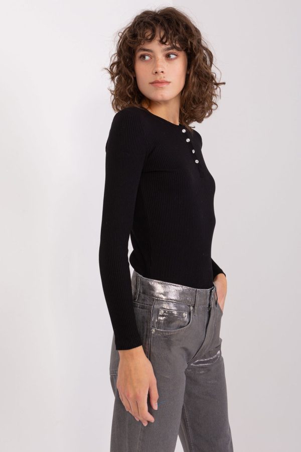 Black Blouse in Women`s Blouses, Tunics with Cotton and Spandex