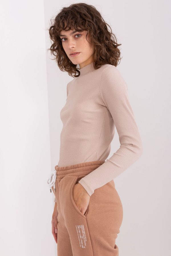 Beige Blouse in Women`s Blouses, Tunics with Cotton and Spandex