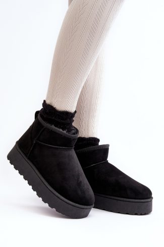 Black Snow Boots in Women`s Ankle Boots & Booties with Fabric, Warmers, Footbed, Upper Height and Platform Height