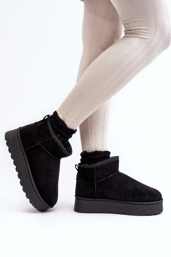 Black Snow Boots in Women`s Ankle Boots & Booties with Fabric, Warmers, Footbed, Upper Height and Platform Height