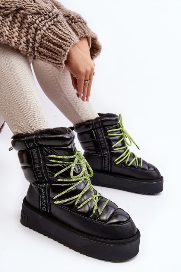 Black Snow Boots in Women`s Ankle Boots & Booties with Fabric, Warmers, Footbed, Upper Height and Platform Height