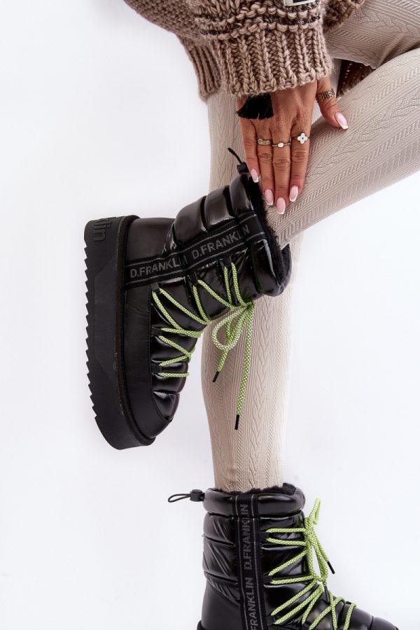 Black Snow Boots in Women`s Ankle Boots & Booties with Fabric, Warmers, Footbed, Upper Height and Platform Height