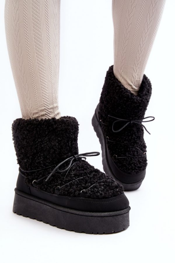 Black Snow Boots in Women`s Ankle Boots & Booties with Fabric, Warmers, Footbed, Upper Height and Platform Height