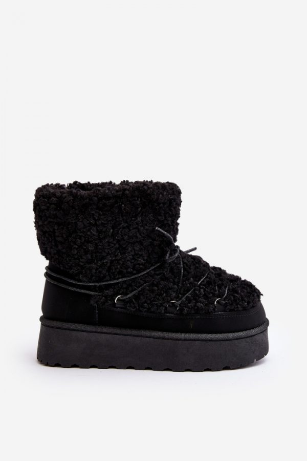 Black Snow Boots in Women`s Ankle Boots & Booties with Fabric, Warmers, Footbed, Upper Height and Platform Height