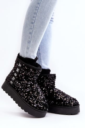 1004320.jpg Black Snow Boots in Women`s Ankle Boots & Booties with Fabric, Warmers, Footbed, Upper Height and Platform Height