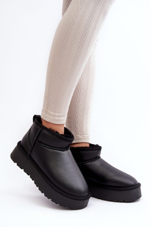Black Snow Boots in Women`s Ankle Boots & Booties with Fabric, Warmers, Footbed, Upper Height and Platform Height