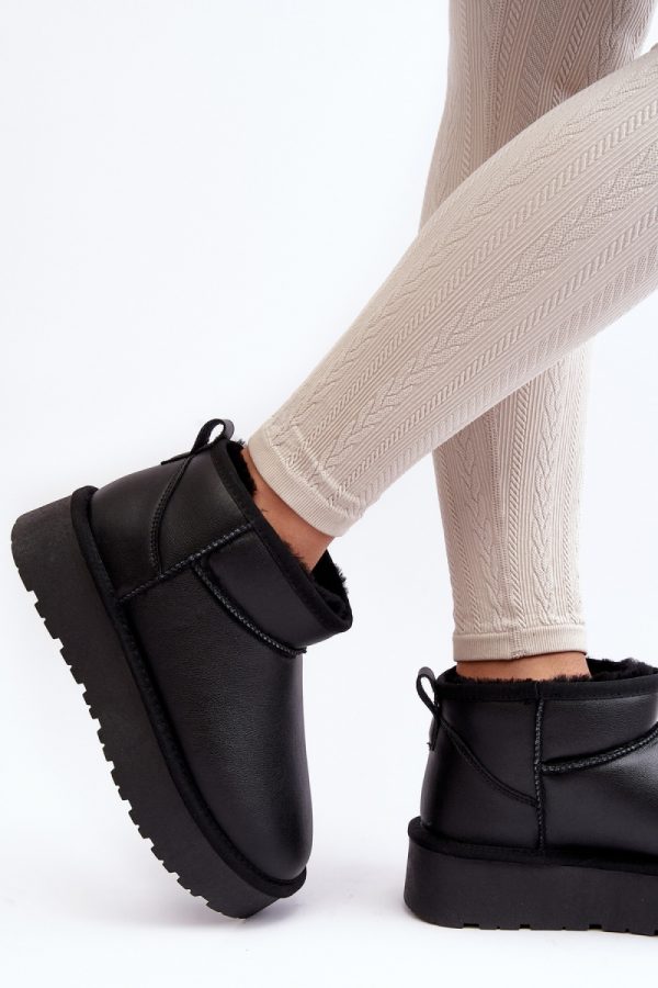 Black Snow Boots in Women`s Ankle Boots & Booties with Fabric, Warmers, Footbed, Upper Height and Platform Height